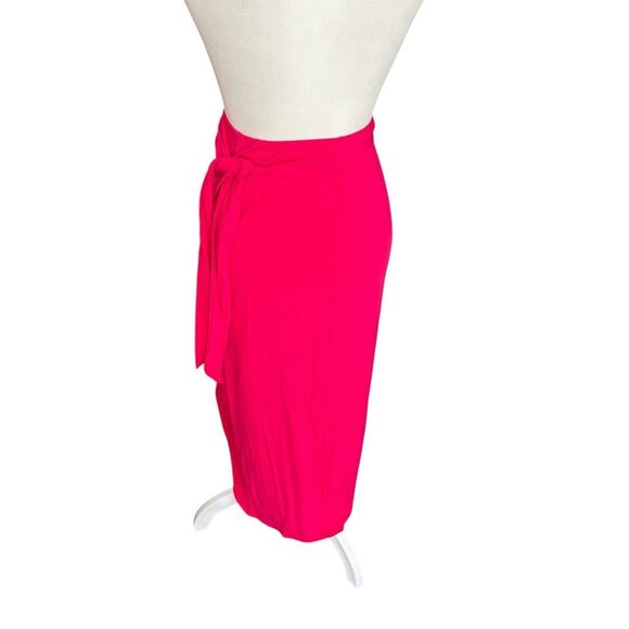 Reformation Rika Wrap Midi Skirt XS Hot Pink Lyocell Tie Waist Vacation - Picture 4 of 7